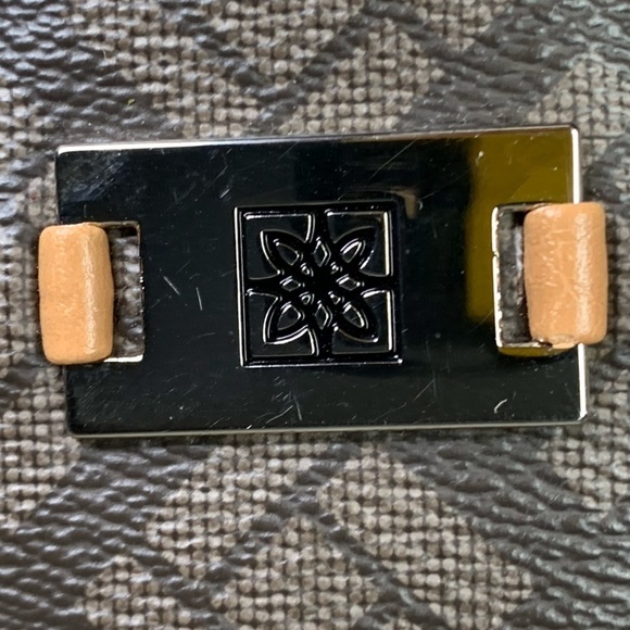 Big Buddha 2 Tone Brown Logo Pattern 3 Large Compartment Top Zip Satchel Handbag - Picture 8 of 16